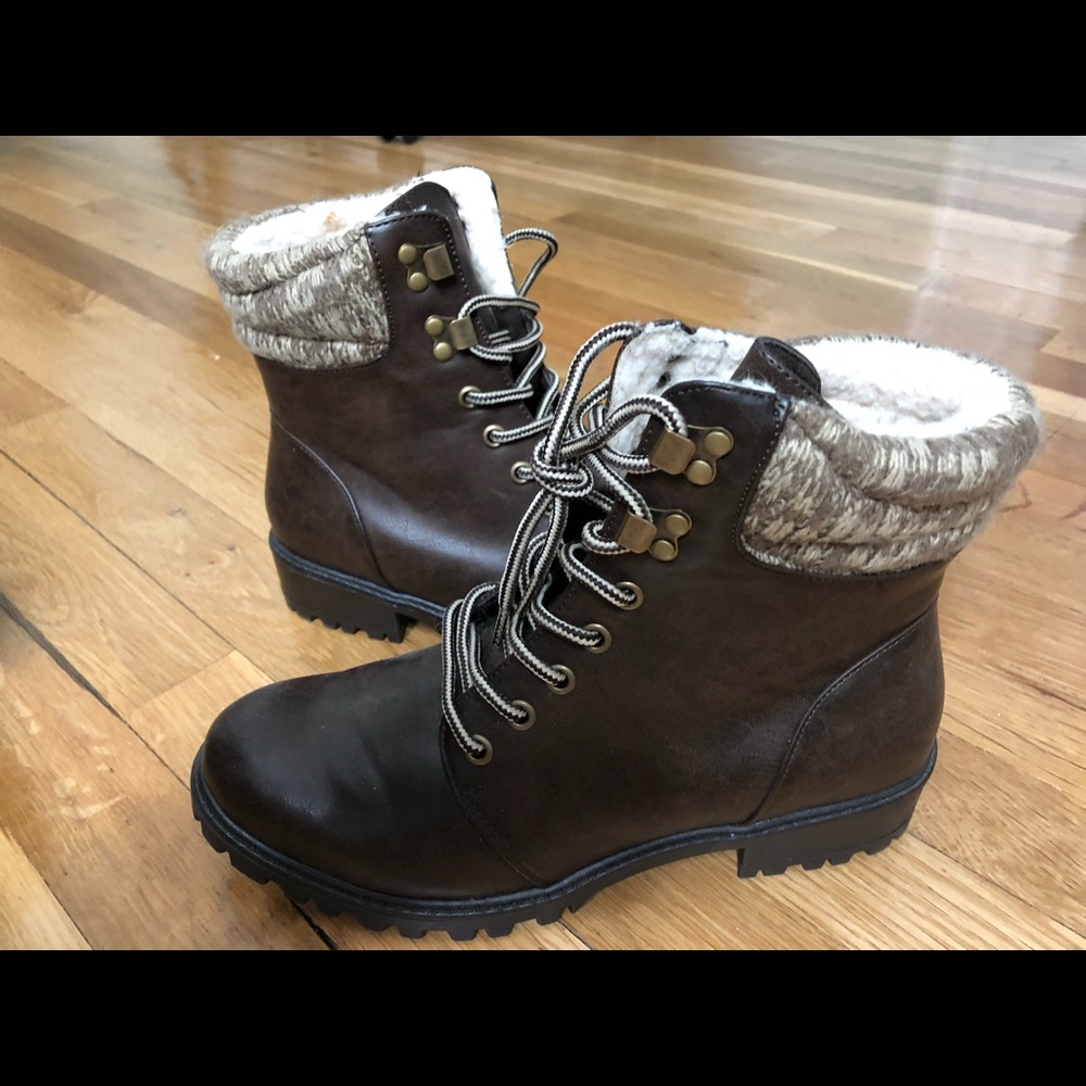 JustFab Brown Fashion sweater Ankle Work boots